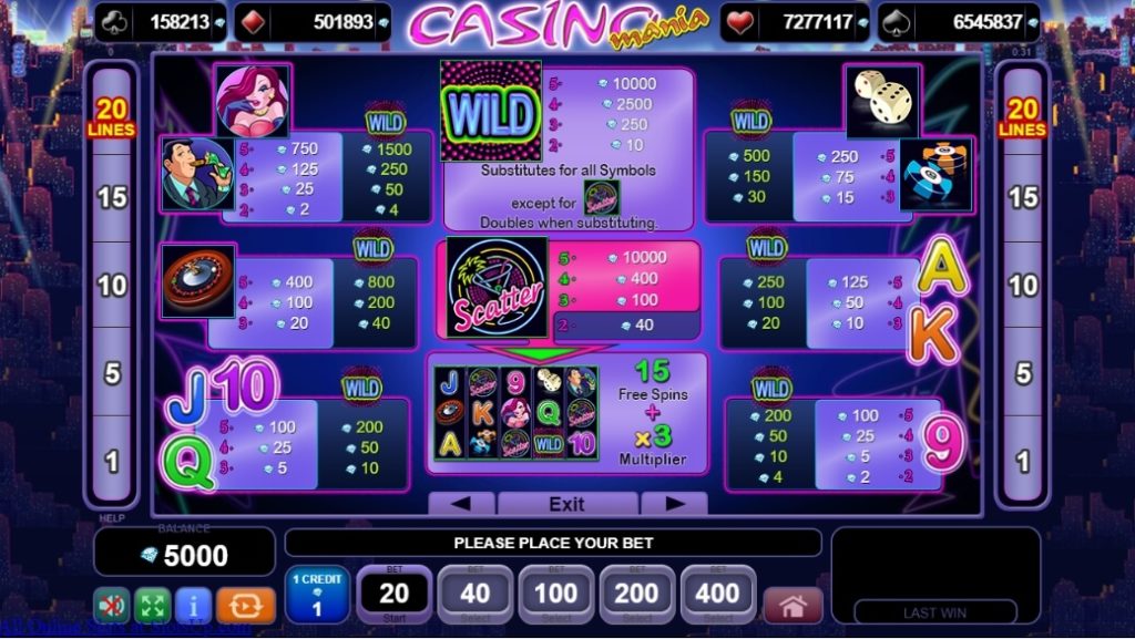 Casino Mania Символи