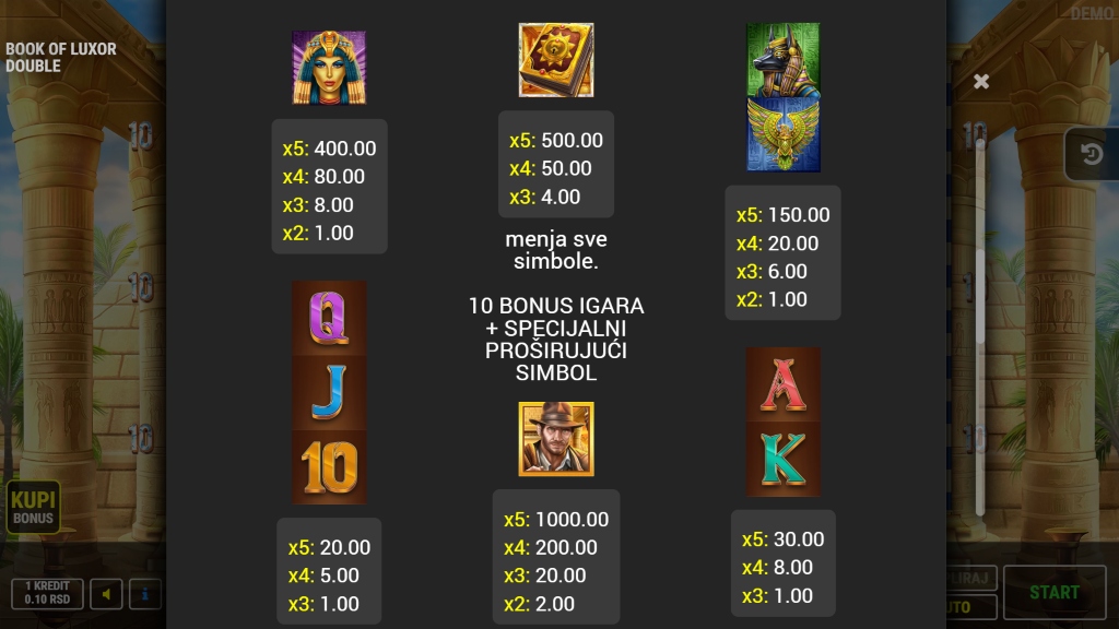Book of Luxor Double Symbols