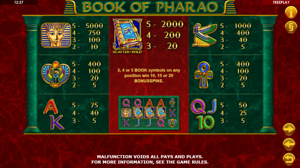 Book of Pharao Slot Symbols