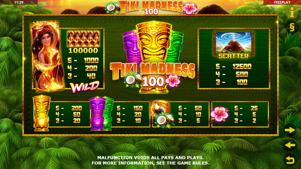 Tiki Madness 100 Symbols