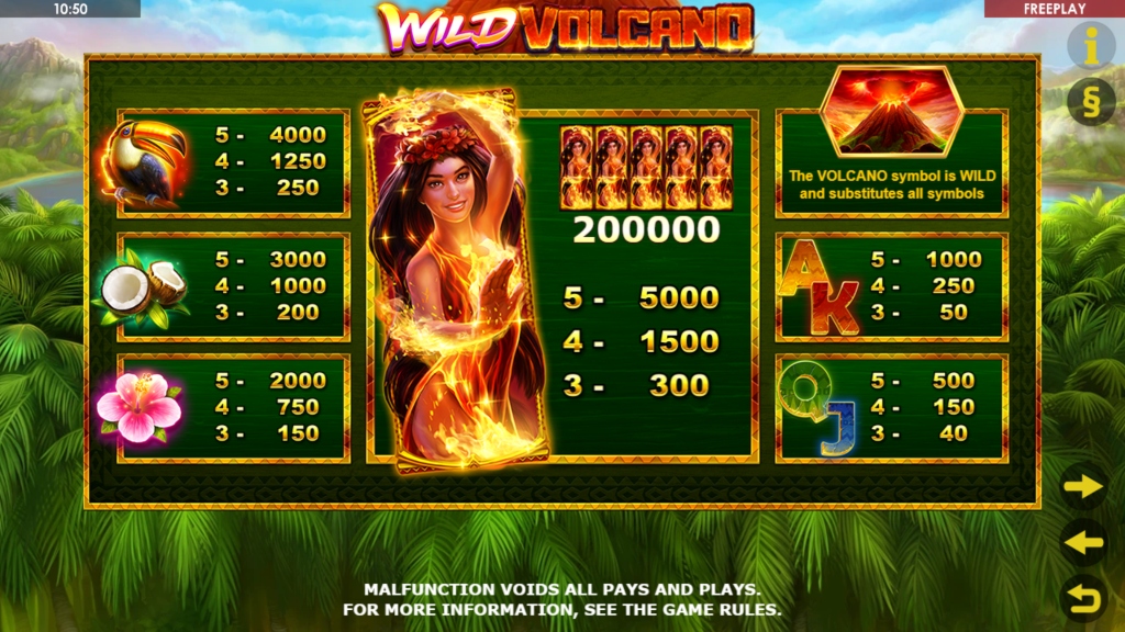 Wild Volcano Slot Symbols